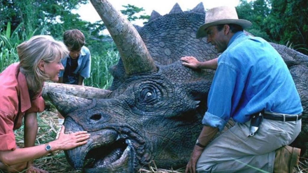 Una de las escenas de la película 'Parque Jurásico'.