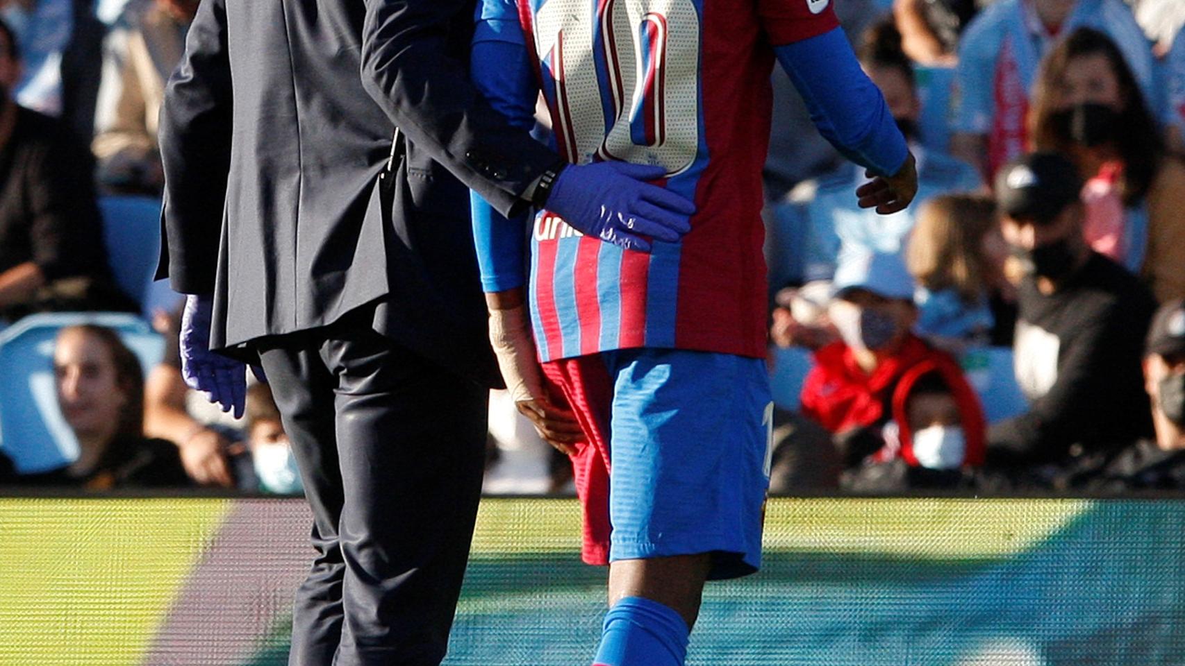 Ansu Fati se retira del partido contra el Celta lesionado