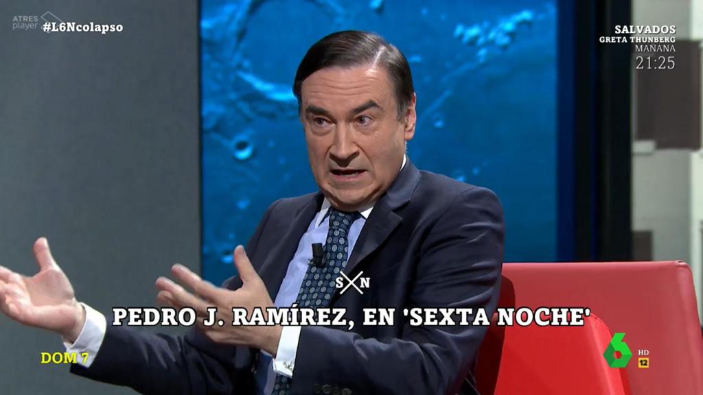 Pedro J. Ramírez, director de EL ESPAÑOL, durante su intervención en el programa 'laSexta Noche'.