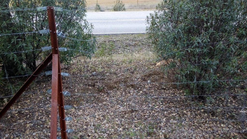 La verja de la finca, dañada.