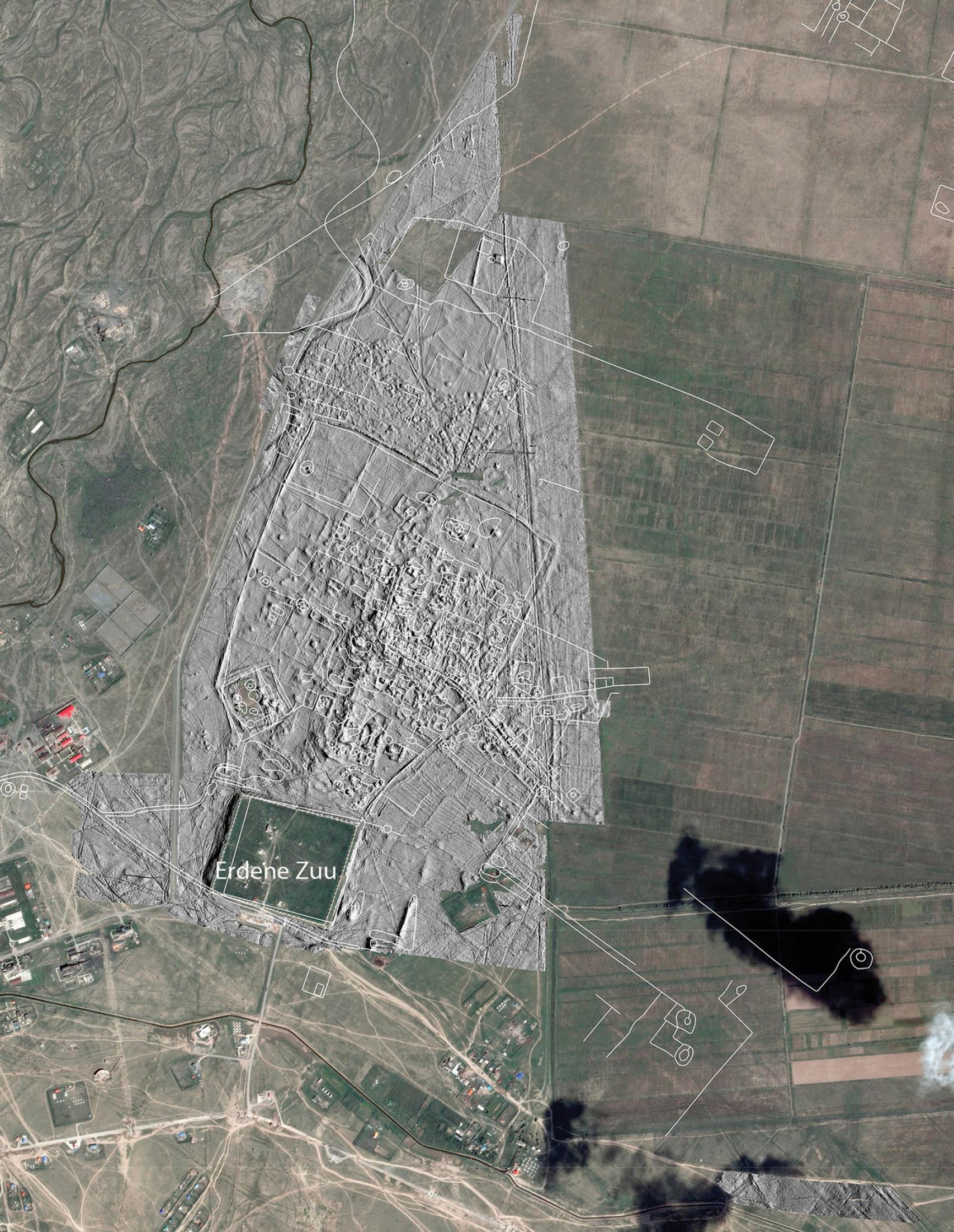 Mapa de la ciudad de Karakorum en función de las nuevas investigaciones geofísicas.