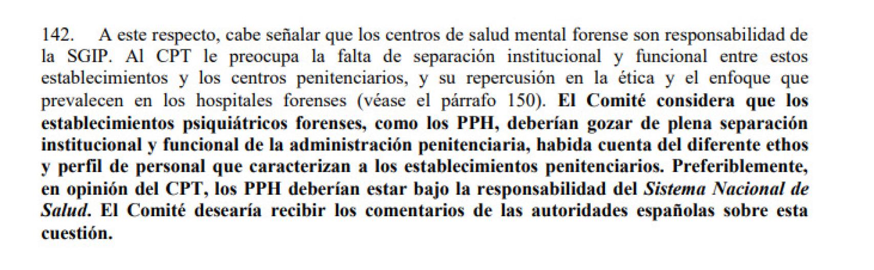 Fragmento del informe.