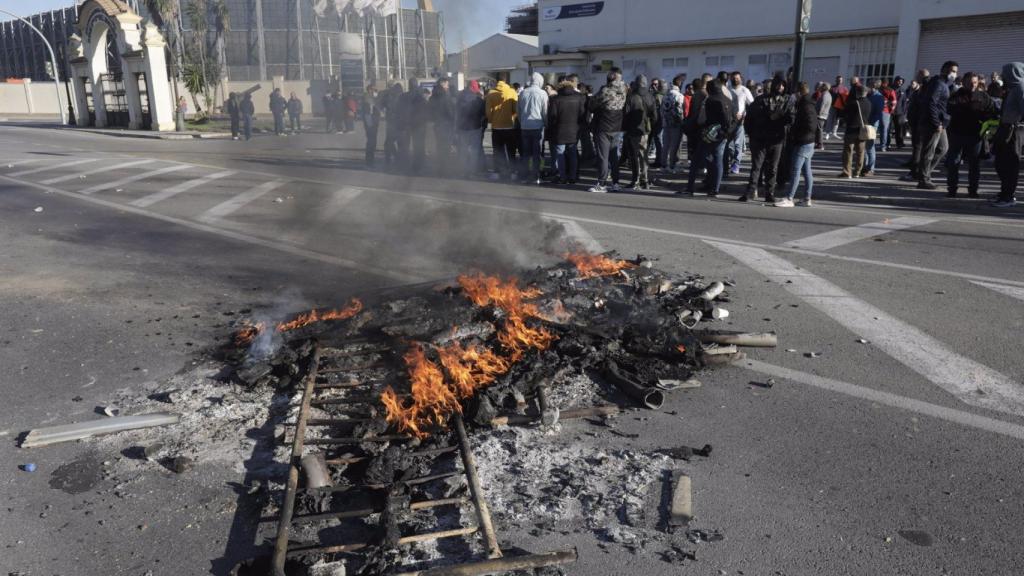 Manifestantes de las industrias auxiliares del metal en la provincia de Cádiz.