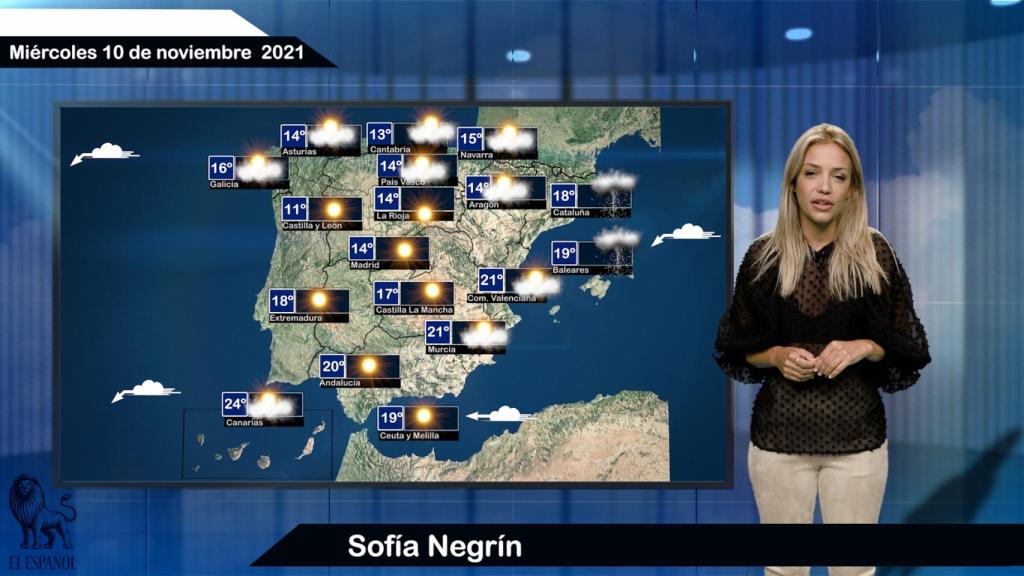 El tiempo del miércoles 10 de noviembre.
