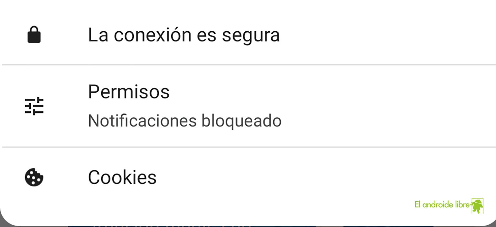 Permisos en Chrome desde el campo de dirección URL