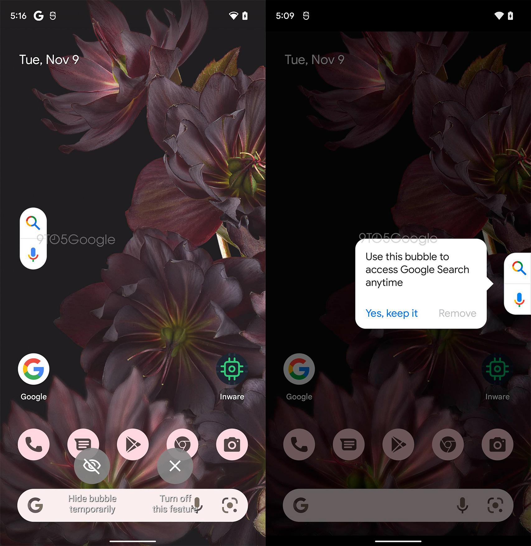 Botón flotante de Google para búsquedas rápidas