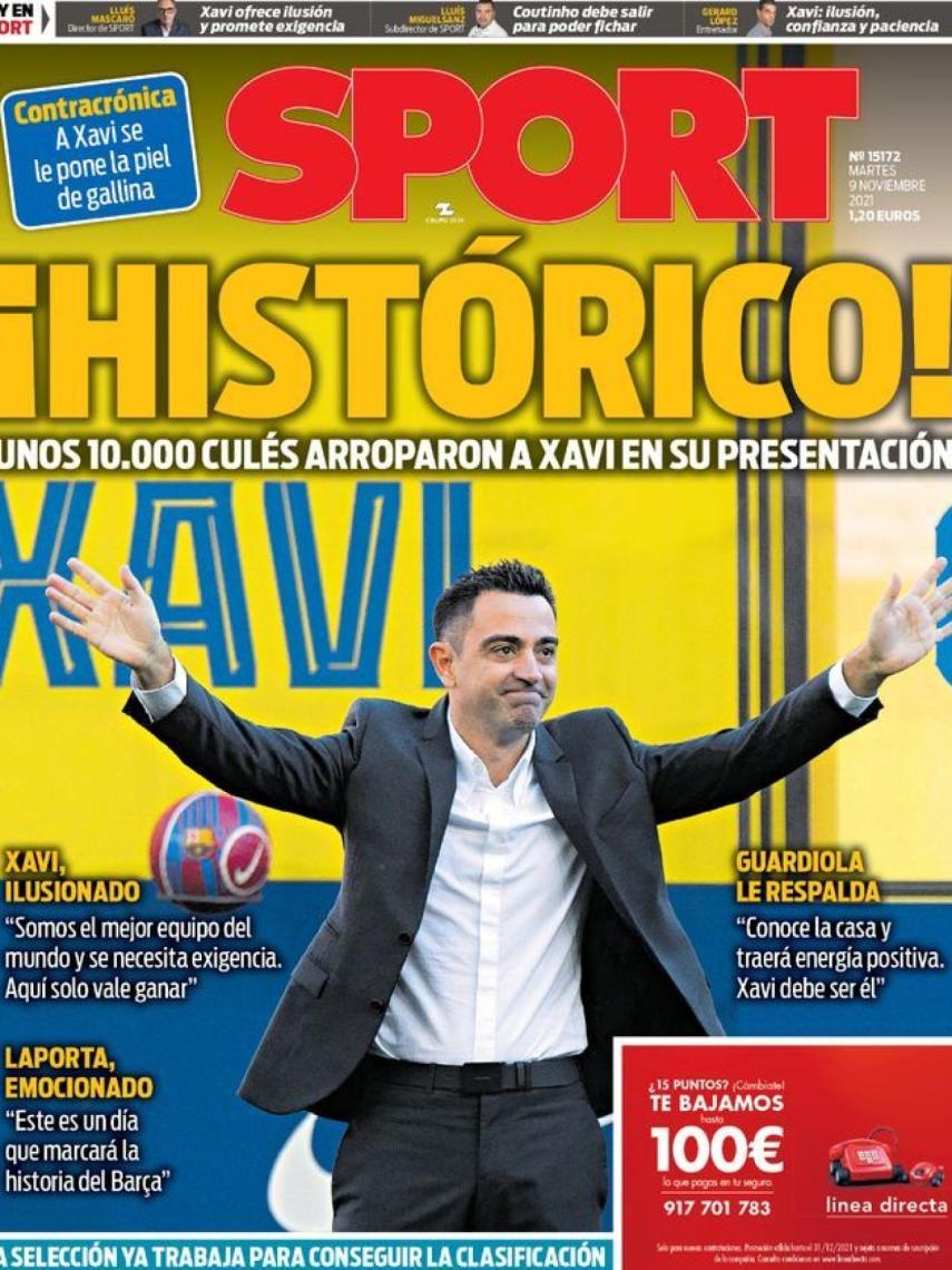 La portada del diario SPORT (09/11/2021)