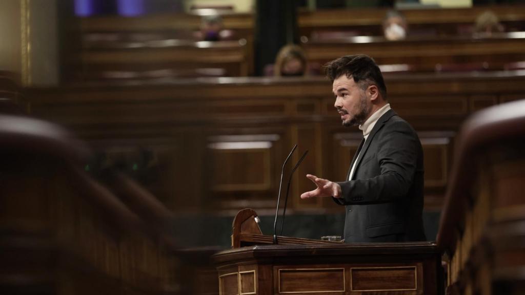 El portavoz de ERC en el Congreso, Gabriel Rufián, este miércoles. EP