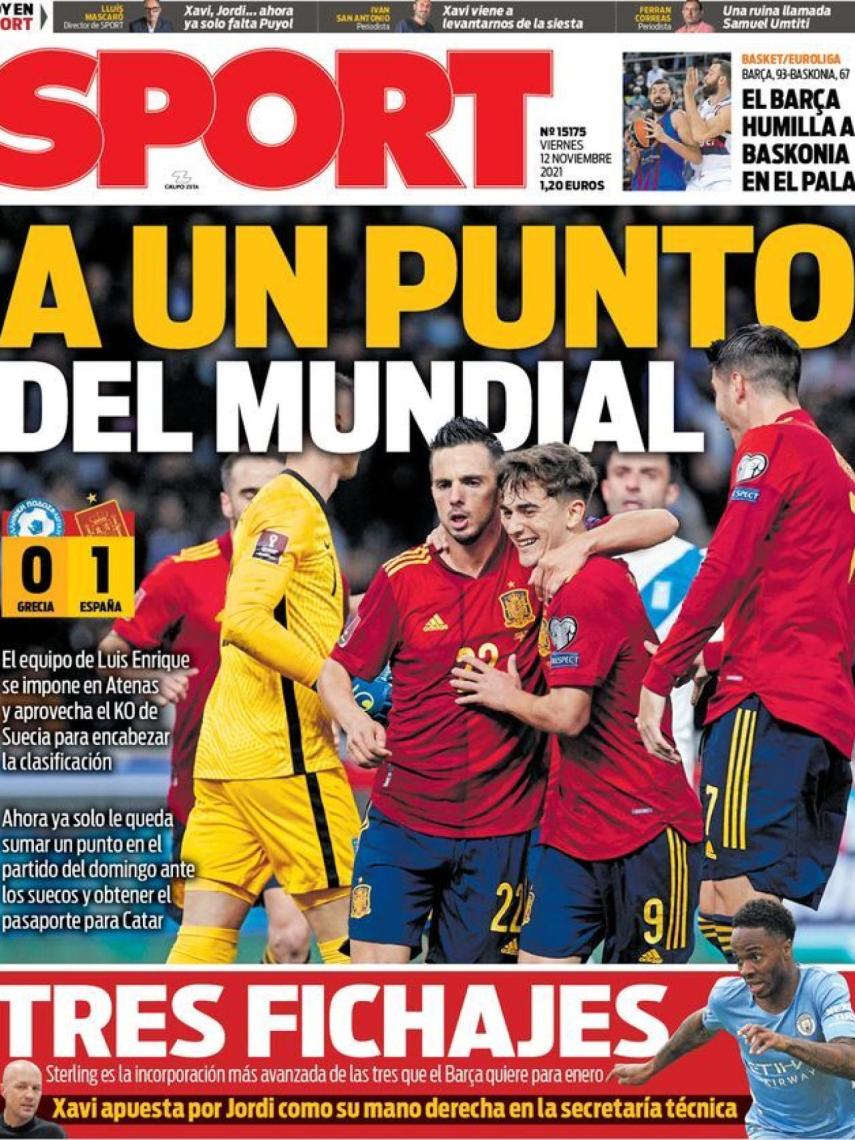 La portada del diario SPORT (12/11/2021)