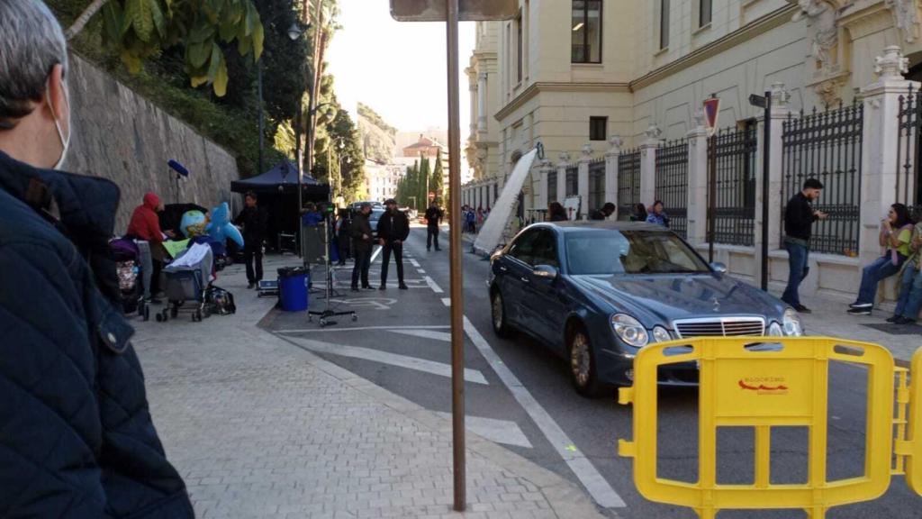 Una imagen del Mercedes en el rodaje.