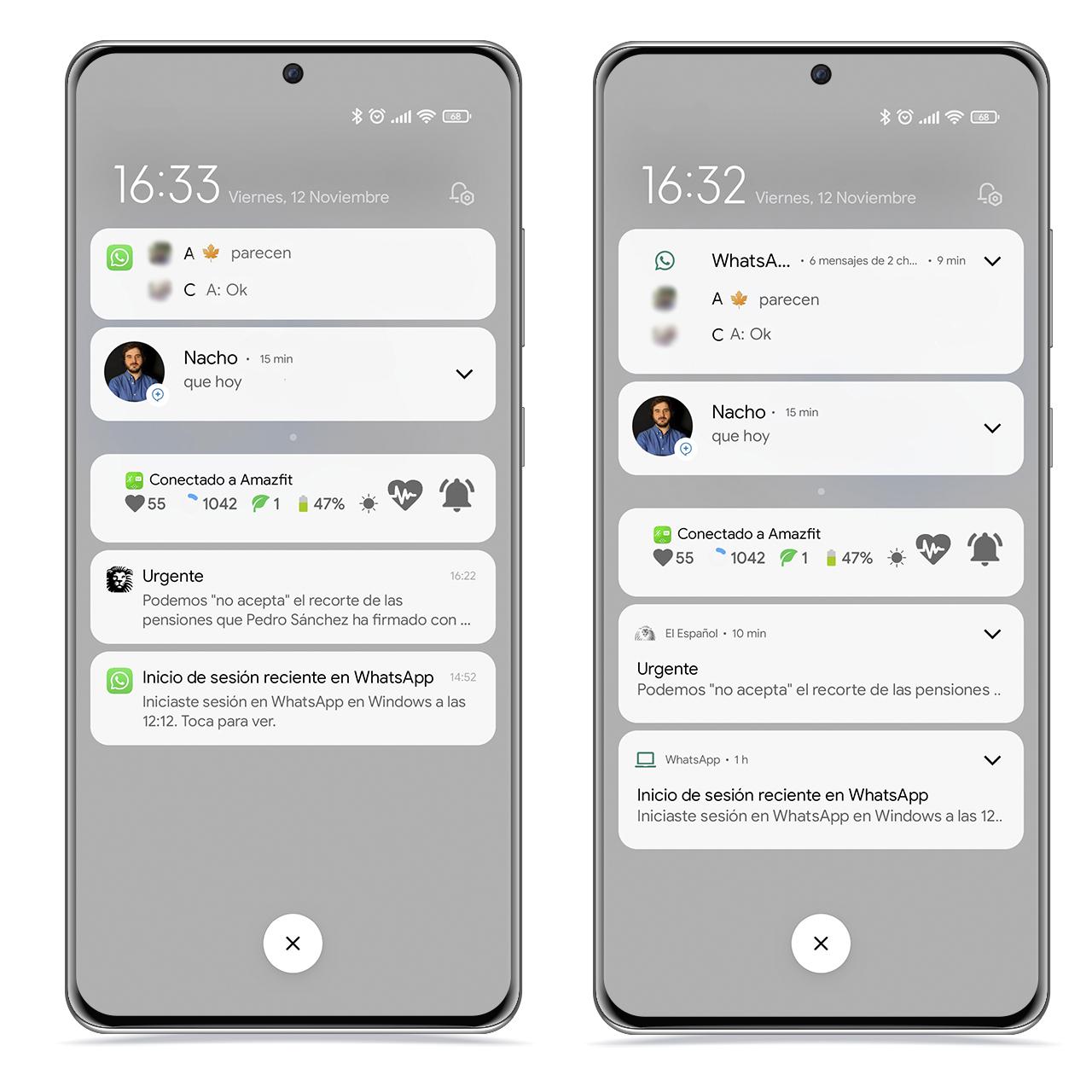 A la izquierda el estilo de MIUI, a la derecha el de Xiaomi