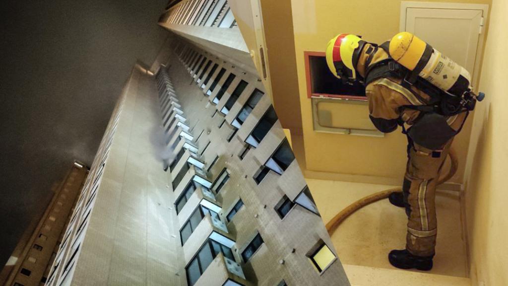 Sofocan el incendio en una vivienda de un rascacielos de Benidorm con la técnica de la columna seca
