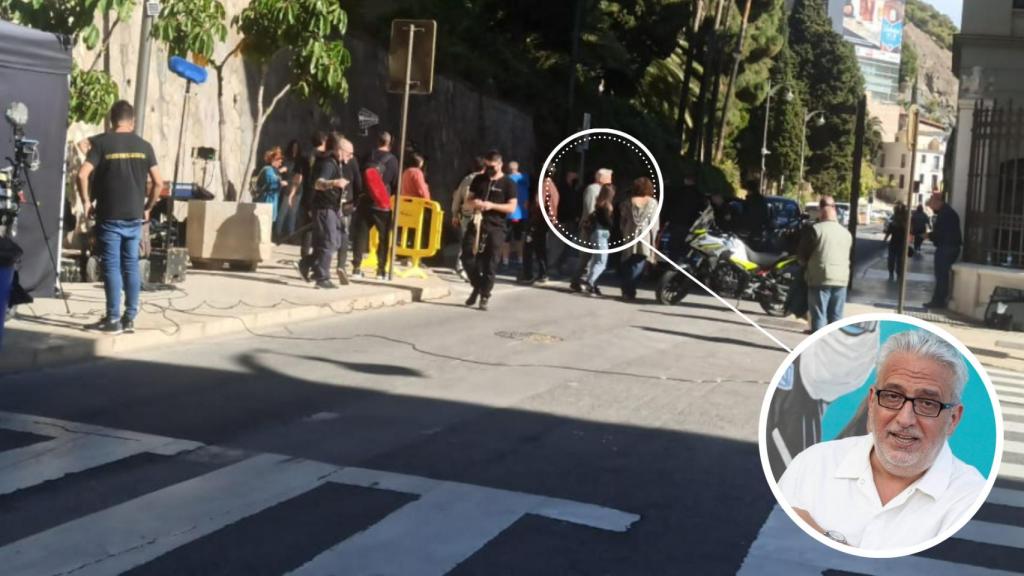 Leo Harlem se lo pasa en grande por las calles de Málaga rodando 'Como Dios manda'