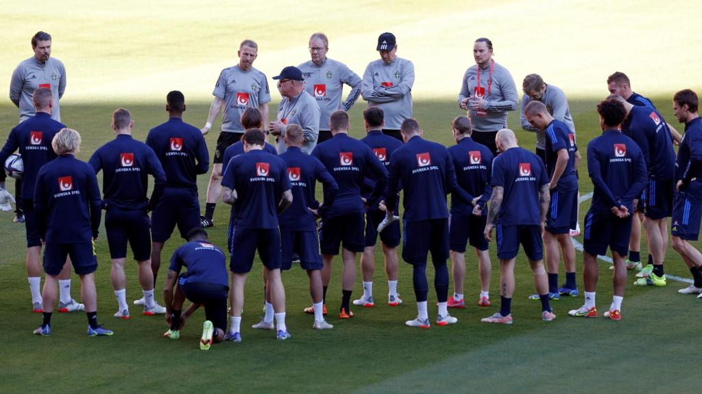 La selección de Suecia durante un entrenamiento