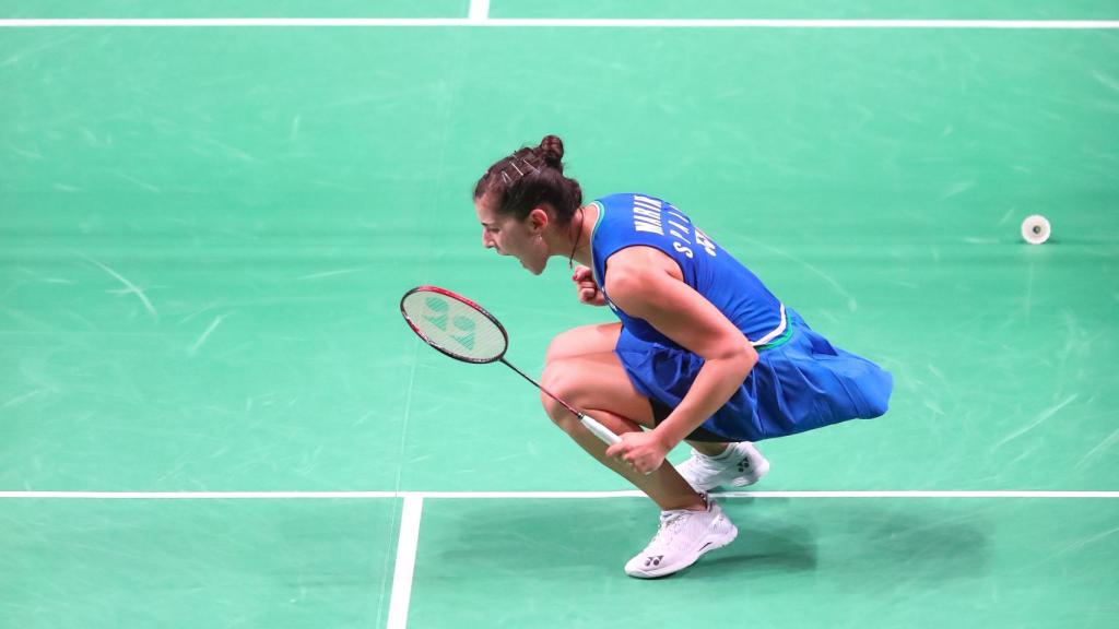 Carolina Marín celebrando un punto