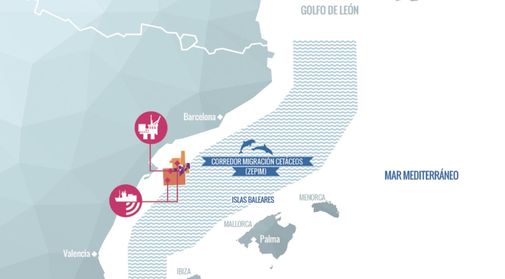 Corredor de migración de cetáceos aprobado por el Gobierno de España.