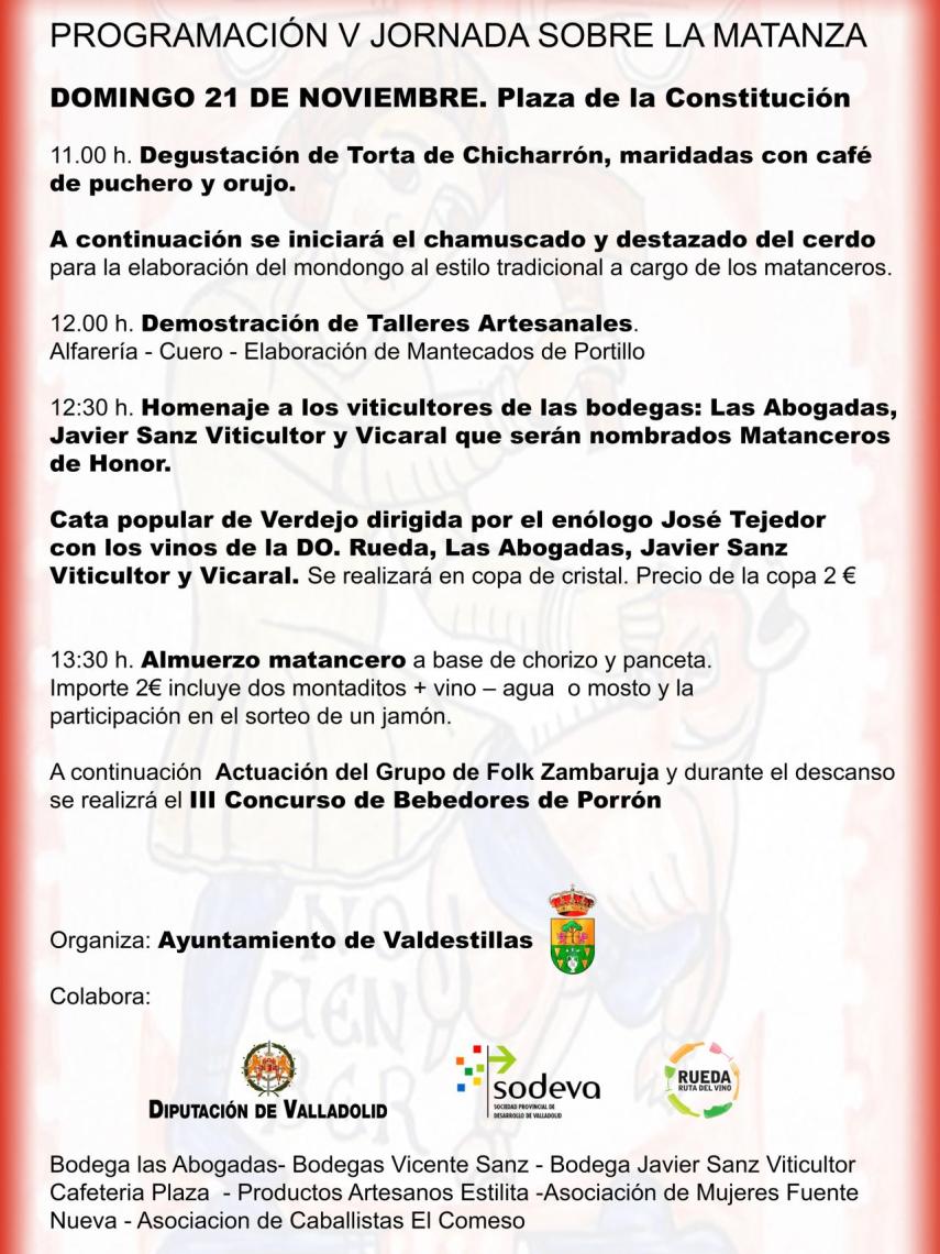 Programación de la V Fiesta de la Matanza de Valdestillas