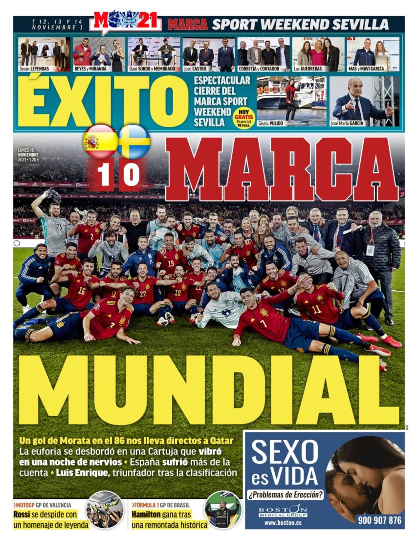 La portada del diario MARCA (15/11/2021)