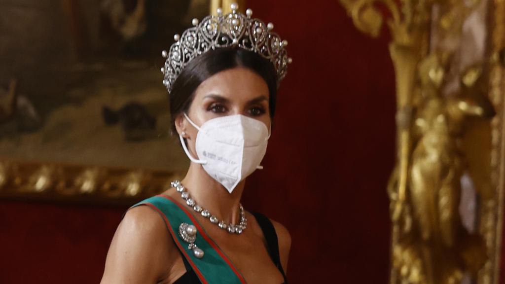 La reina Letizia en el Palacio Real este martes por la noche.