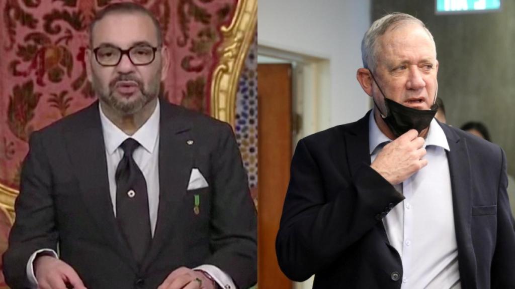 Mohamed VI y el ministro de Defensa israelí, Benny Gantz.