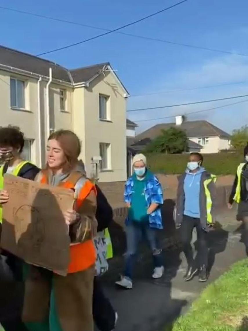 Alexia de Holanda, en una captura del vídeo de la manifestación por el cambio climático.