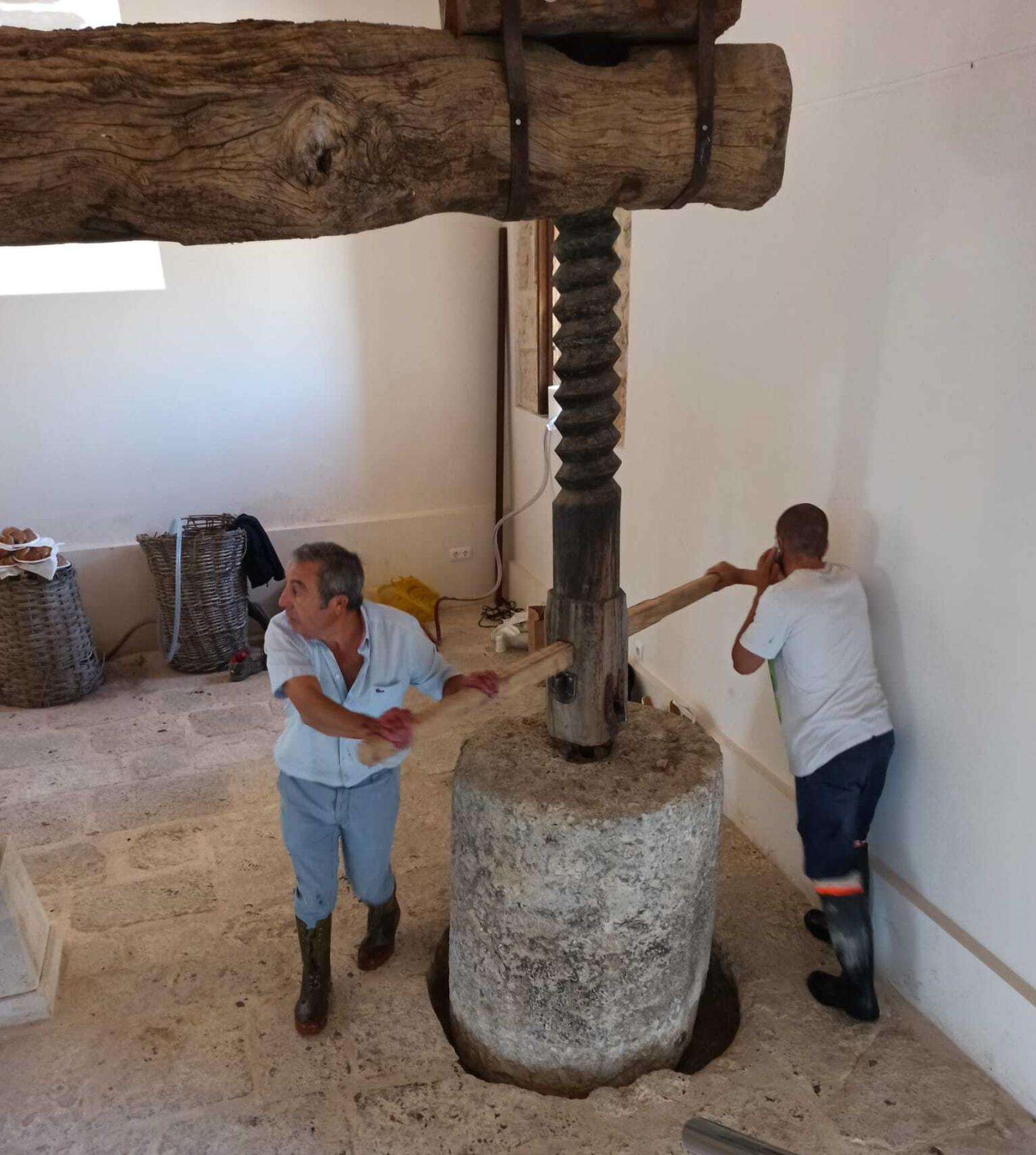 Proceso de prensado de la uva