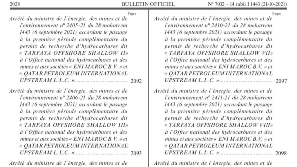 Boletín Oficial Marruecos del 21 de octubre de 2021