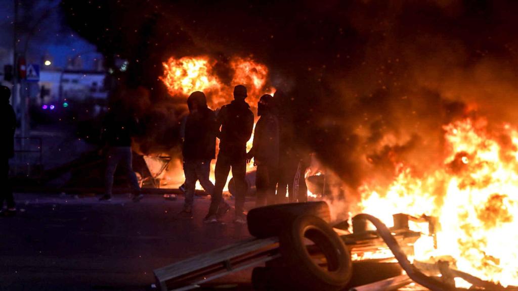 Manifestantes en el huelga de las industrias auxiliares del metal.