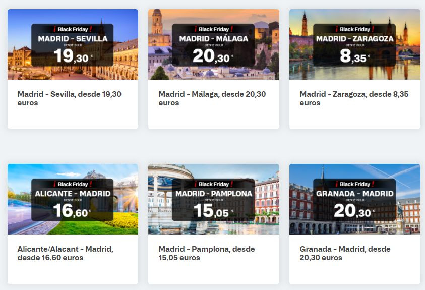 Algunos destinos ofrecidos por Renfe que contaban con descuentos