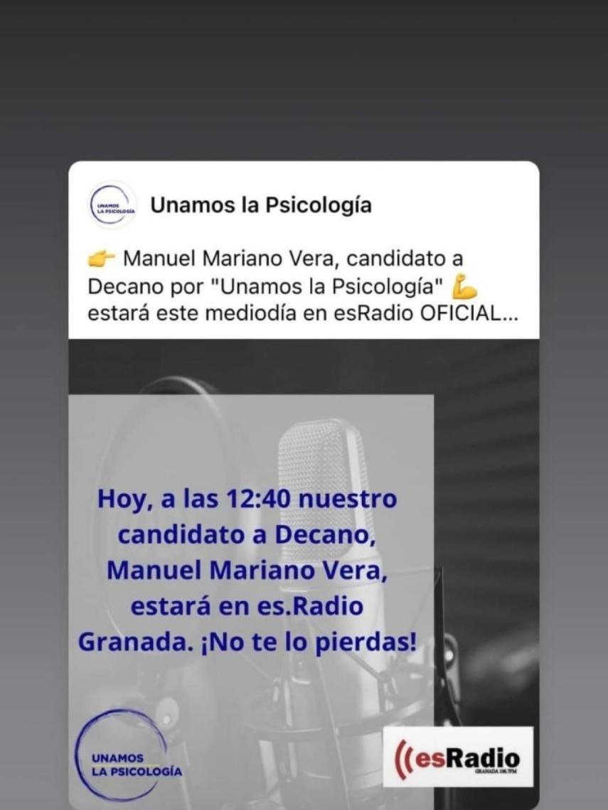 Captura de pantalla de la historia de Facebook de la página oficial del COPAO.