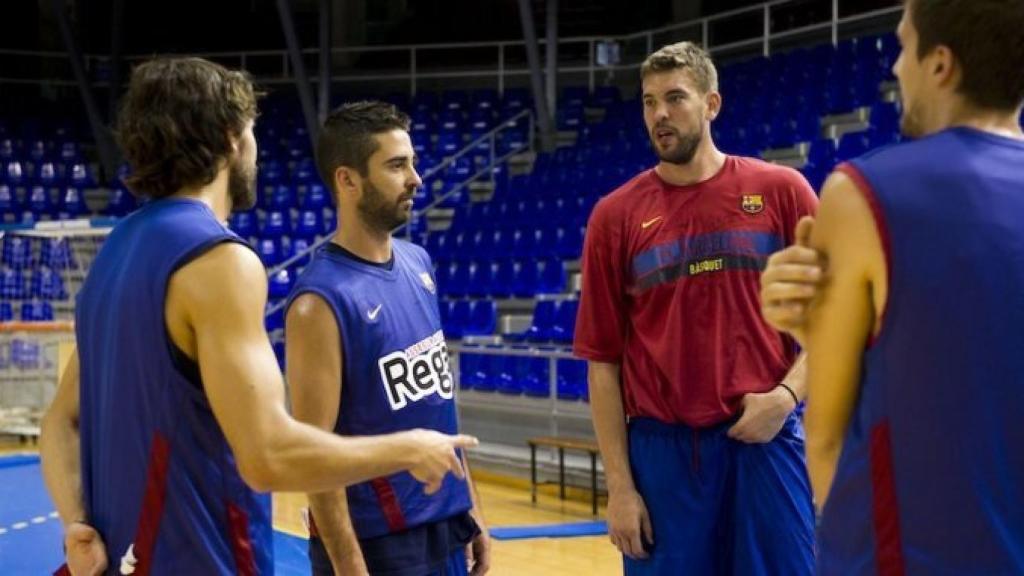 Marc Gasol, entrenando con el Barça después de salir de la entidad