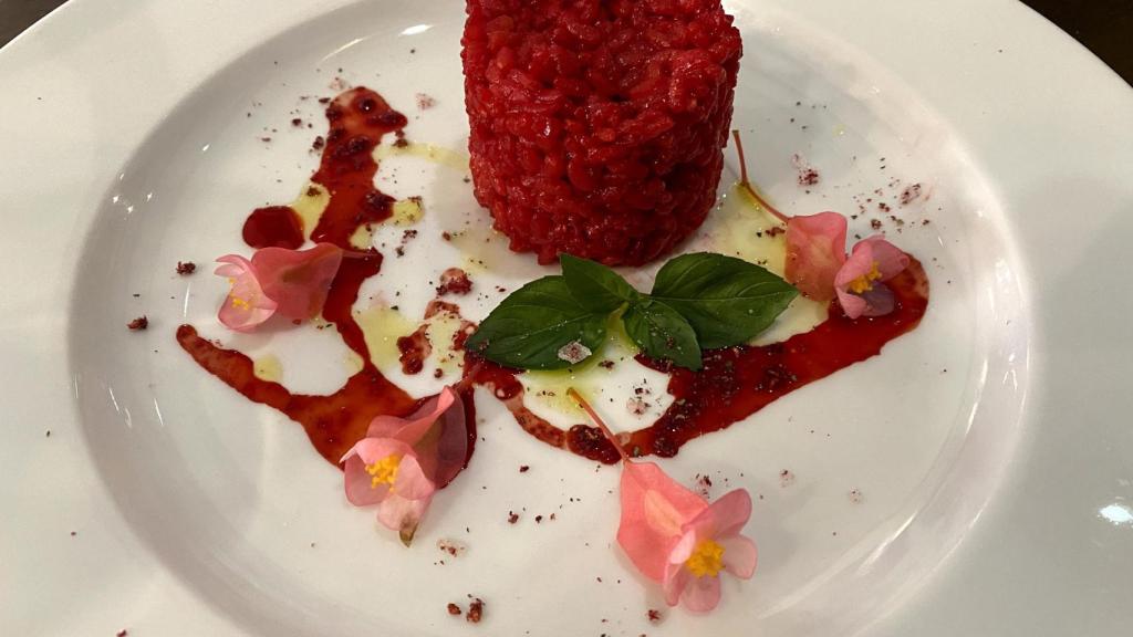 Risotto de tunos indios -una variedad de higo chumbo-  con queso palmero en El Duende del Fuego