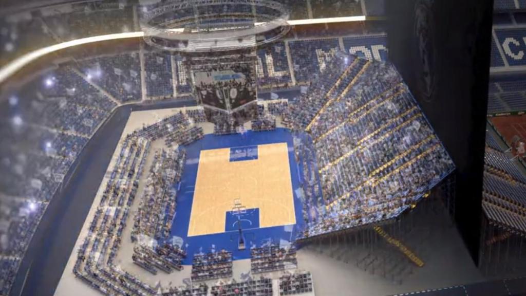 Una de las simulaciones del Nuevo Santiago Bernabéu convertido en pabellón