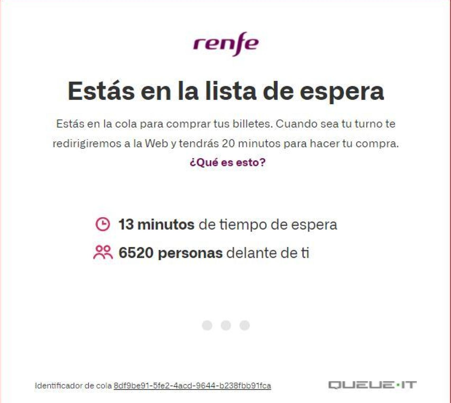Mensaje de la web de Renfe