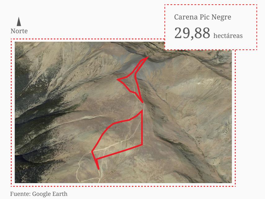 La cuarta superficie en disputa, con una totalidad de 29,68 hectáreas, es una cresta del Pic Negre, una zona popular para la práctica de vehículos 'off-road'.