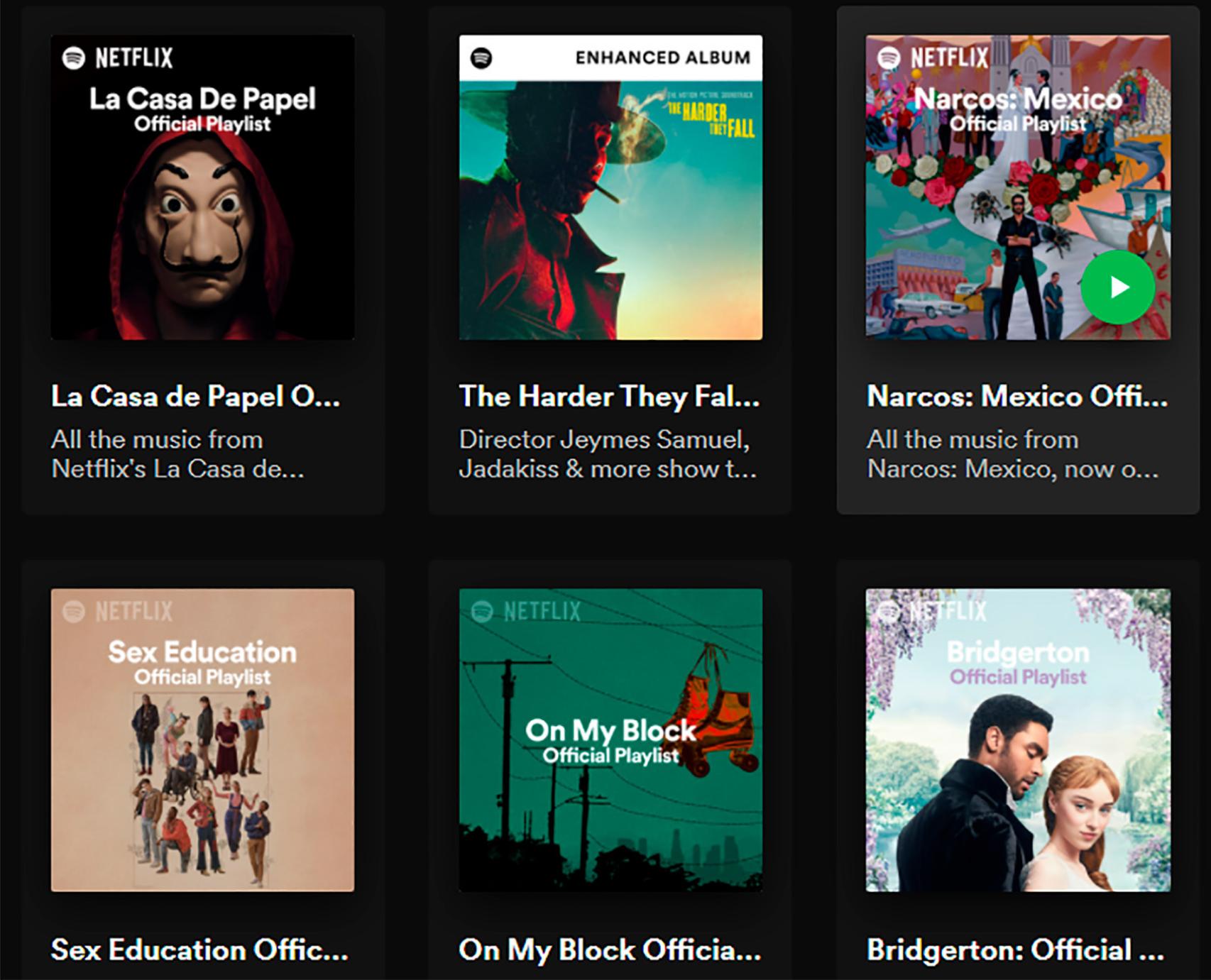 Playlists en Spotify de Netflix