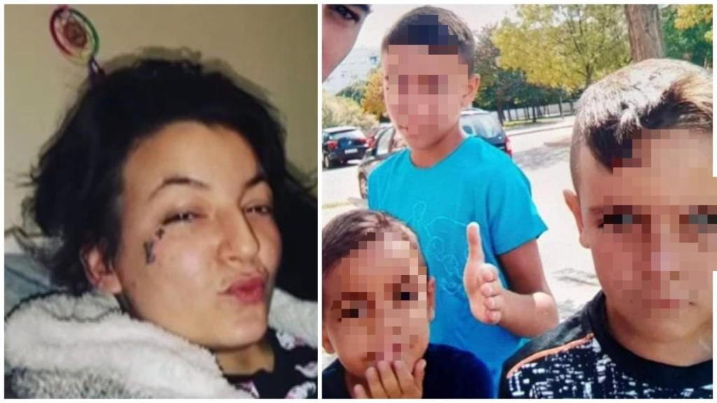 Nieves, la madre de los menores, junto a una imagen de sus hijos.