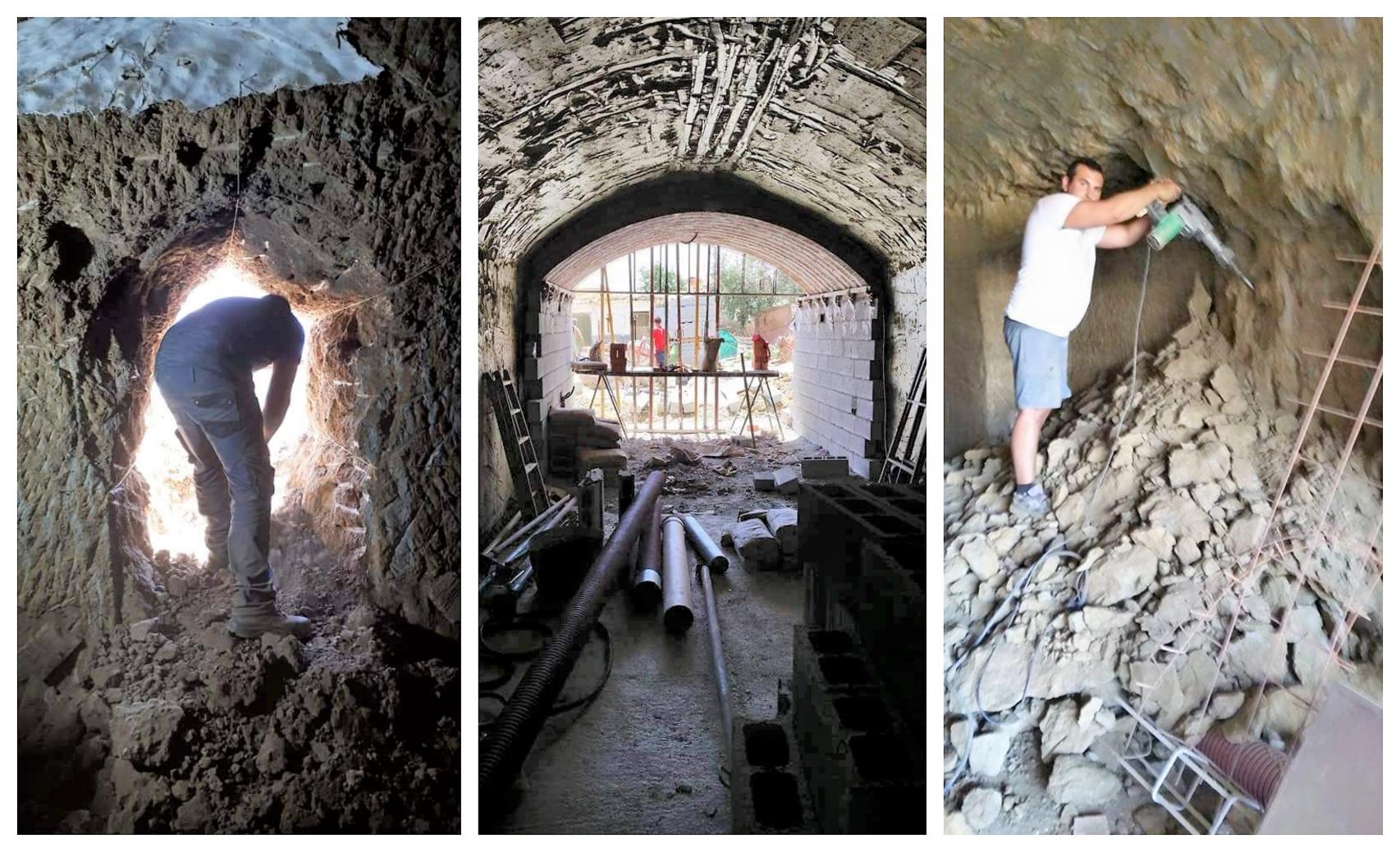 El cuevero Miguel Fernández, compañero de Luis Manuel Villalba, en la ampliación de una casa cueva.