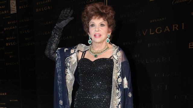 Gina Lollobrigida en un evento en Roma.