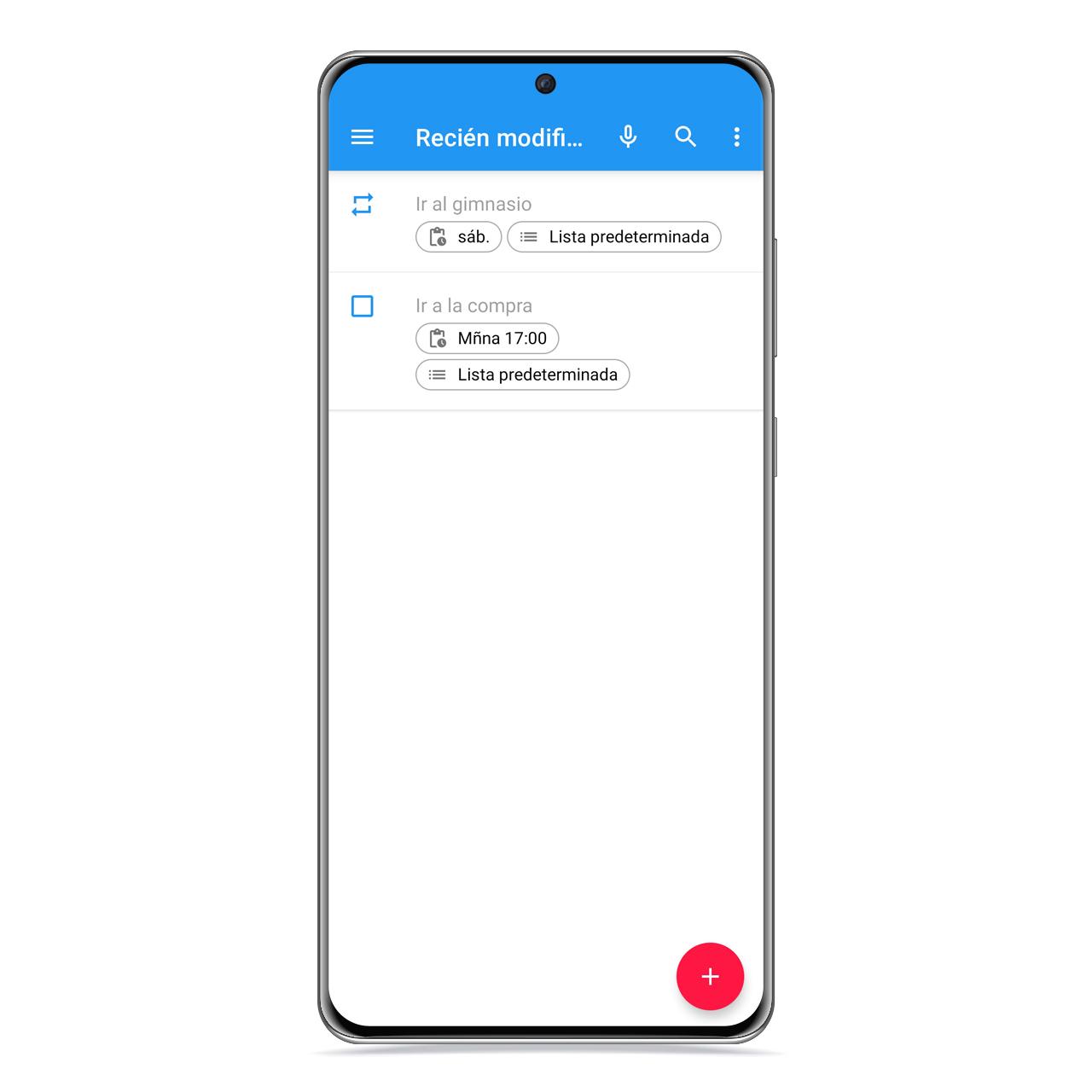 Vista de tareas en Task.org