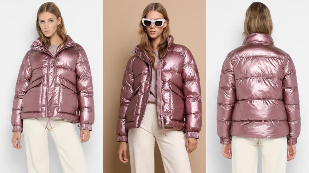 Detalles del abrigo metalizado de Scalpers.