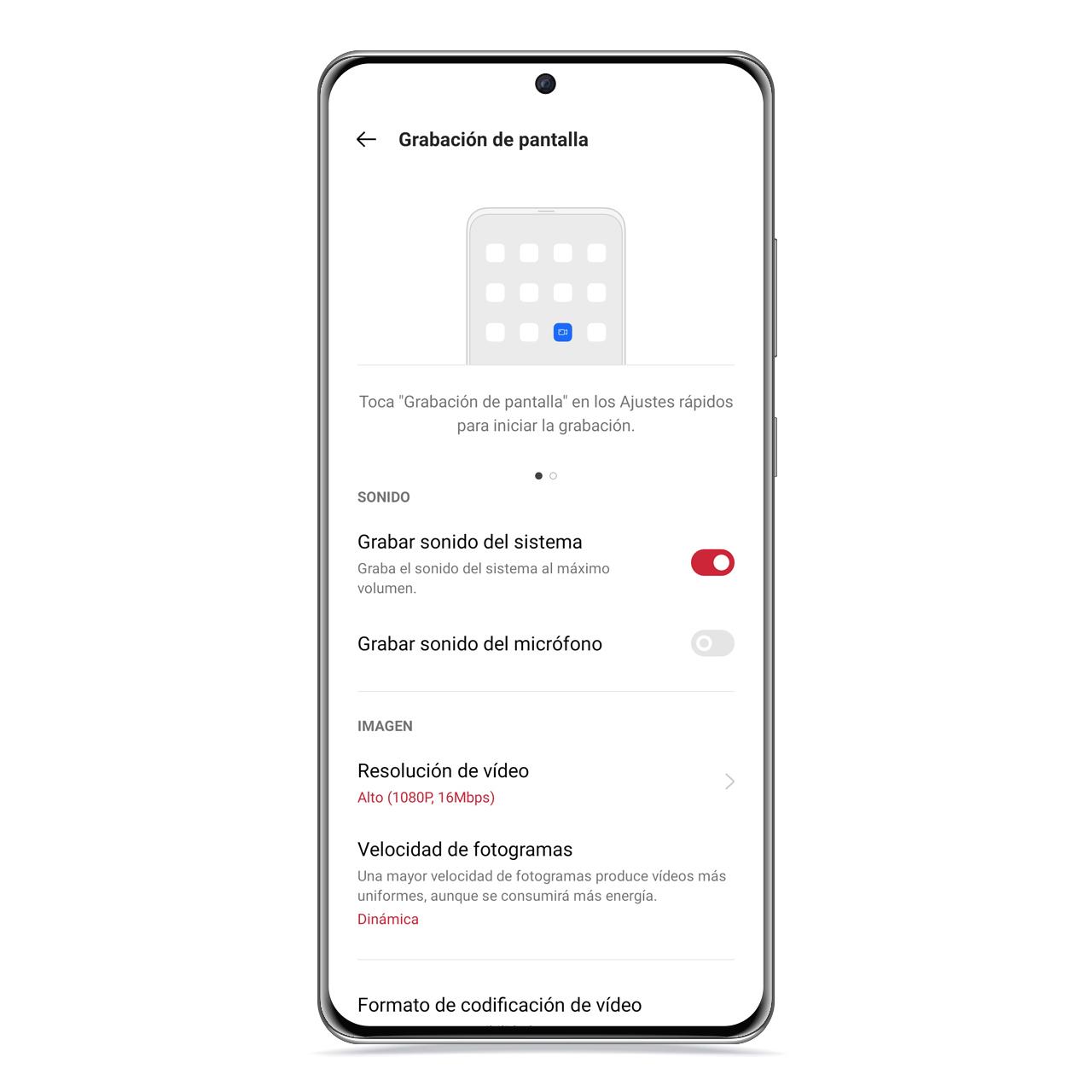 Grabación de pantalla en realme