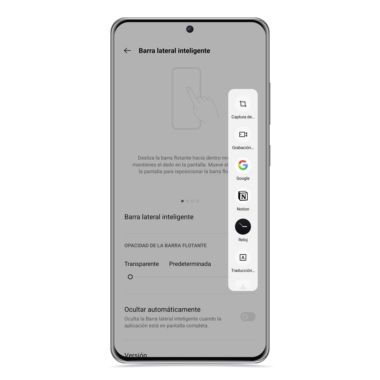 Apariencia de la barra lateral inteligente en realme