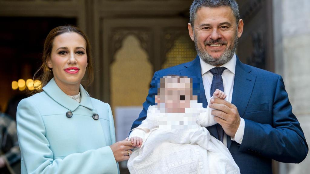 Nadal y Escámez el día del bautizo de su hija en común, Carmela.
