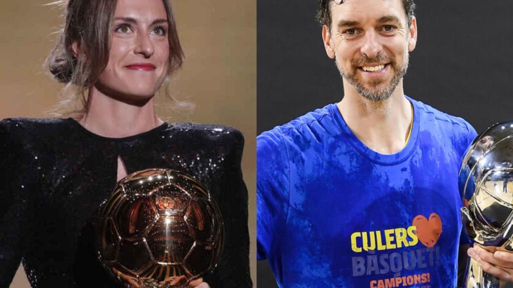 Alexia Putellas con el Balón de Oro y Pau Gasol junto a la copa de la Liga Endesa