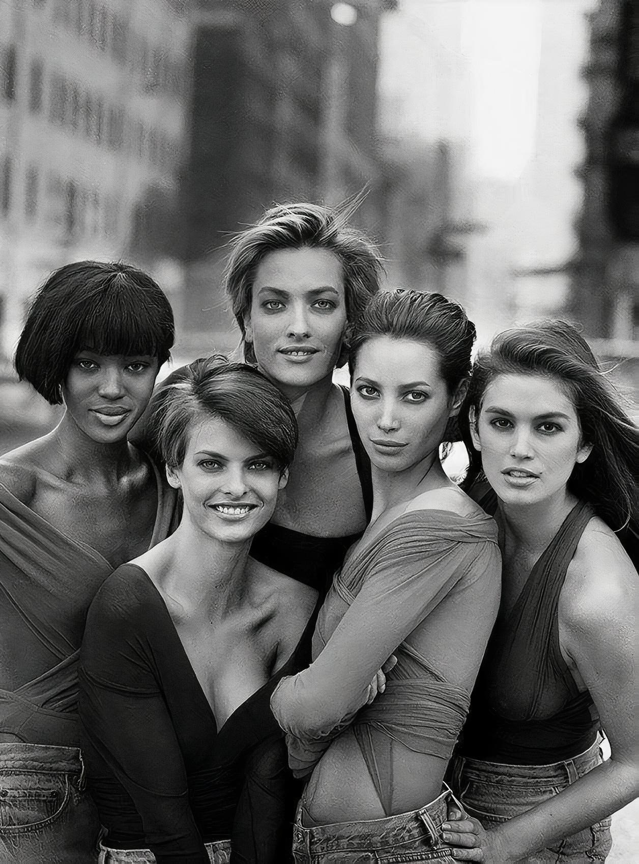Christy Turlington, Tatjana Patitz, Naomi Campbell, Cindy Crawford y Linda Evangelista. (Nueva York, 1990)