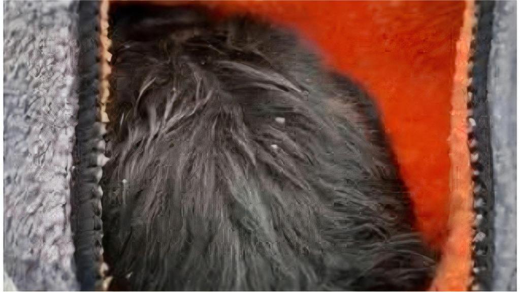 El cachorro rescatado envuelto en una manta.