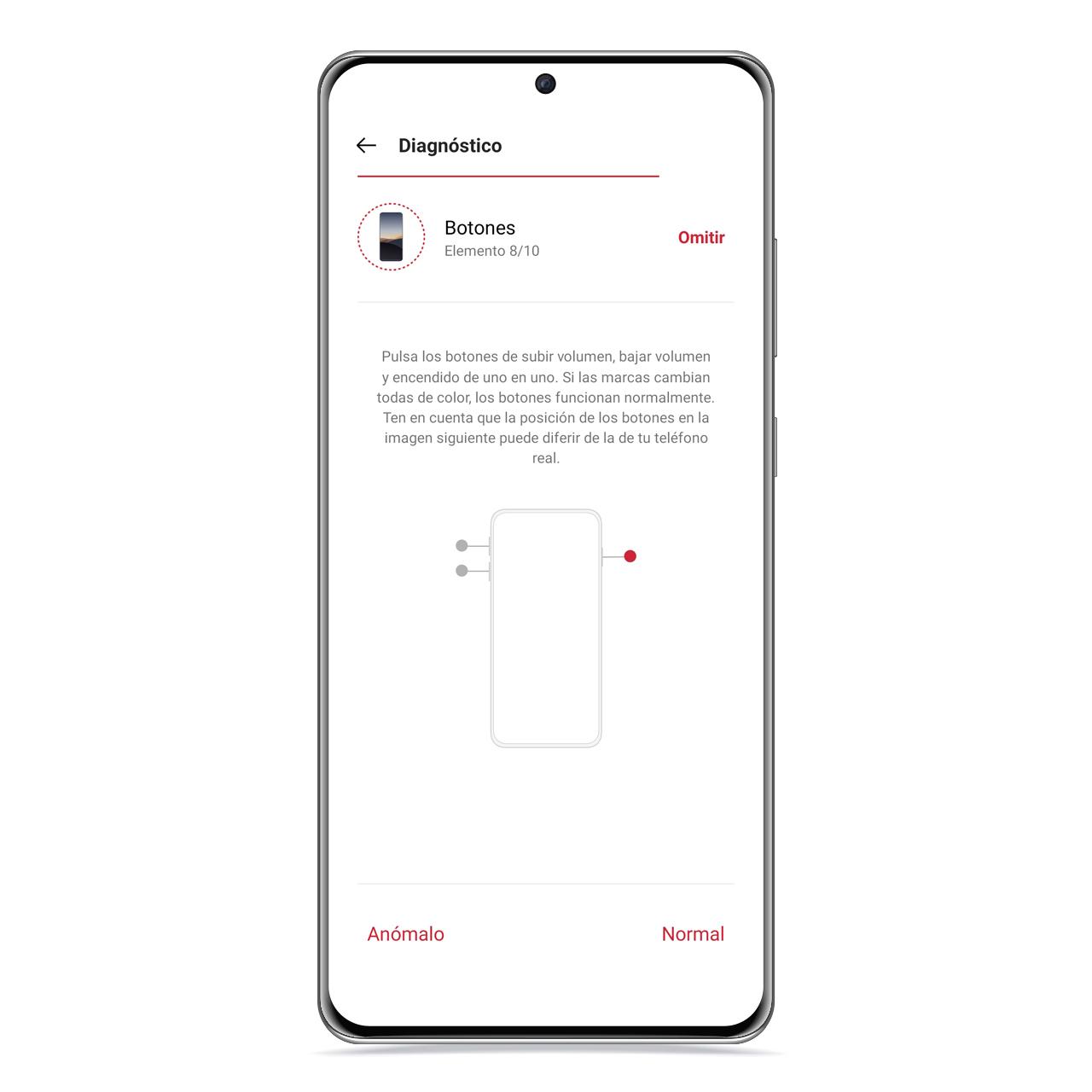 Diagnóstico de botones en realme