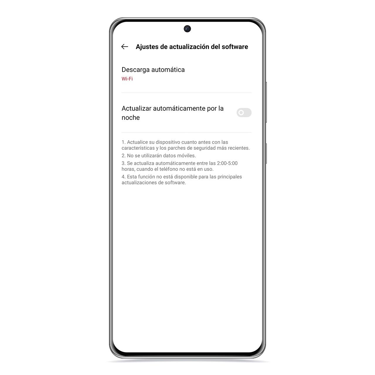 Ajustes de actualización de realme
