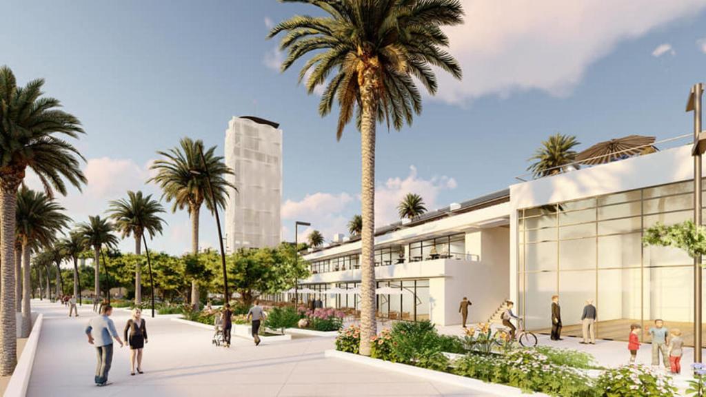 Imagen del proyecto de Estepona, con el edificio cultural al fondo.